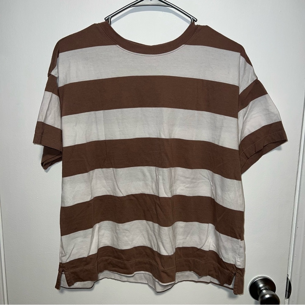 🍀4 for 25🍀 Old Navy | Brown and White Stripped Shirt